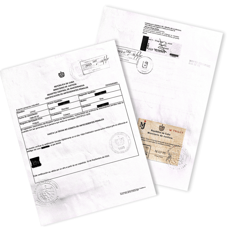 Antecedentes penales cubanos legalizados por MINJUS y Consulado Español